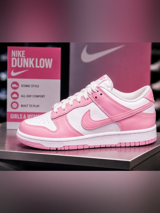 Nike Shoes - 💎SOLD💎 Nike Dunk Low GS – White / Medium Soft Pink – 7Y / 8.5 Women’s